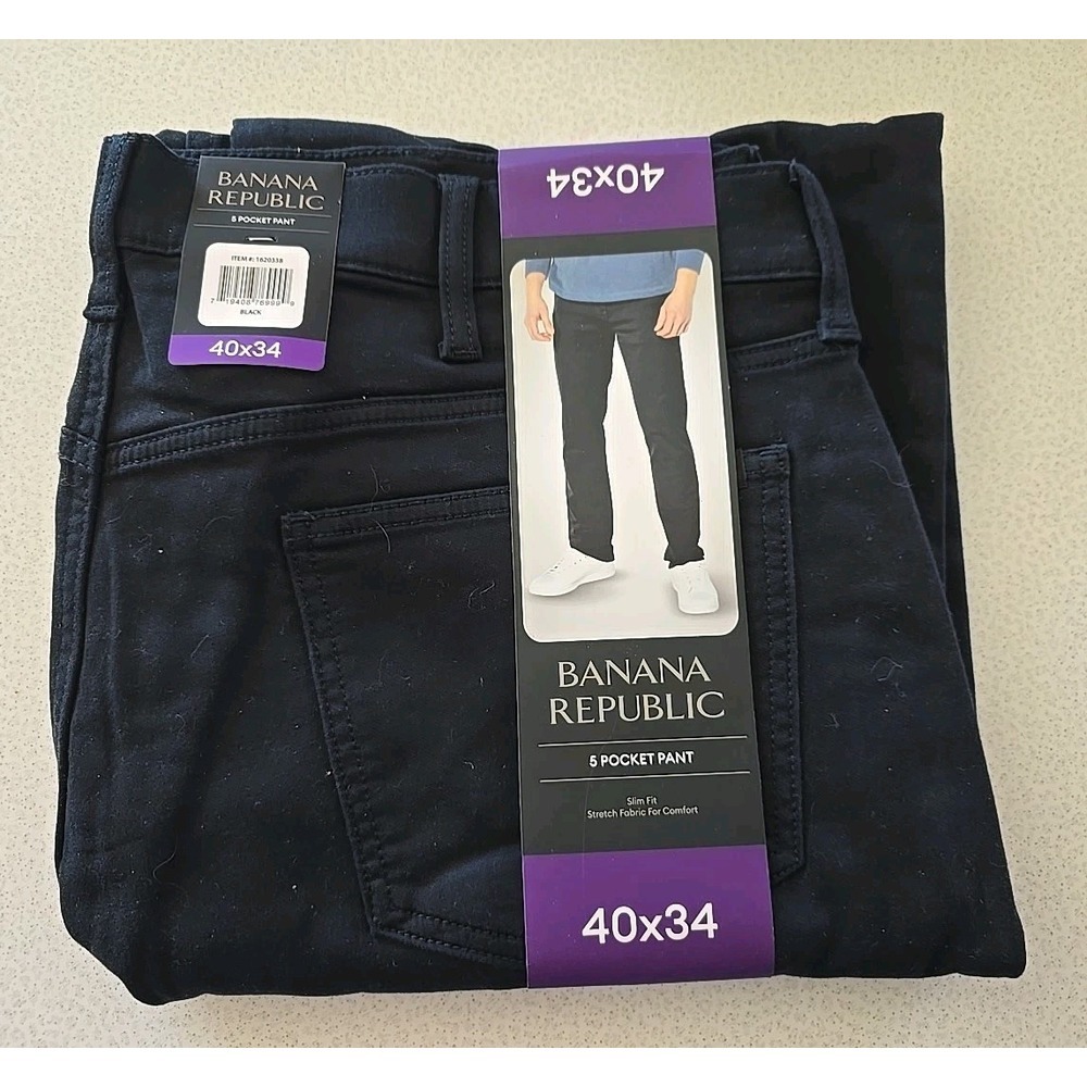 Banana Republic Men's Stretch Slim‎ Fit 5 Pocket Pants Black Size 40x34